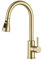FORIOUS Kitchen Sink Taps Mixer with Pull Out Spray, Swivel Single Handle High Arc Pull Down Stainless Steel Kitchen Faucet, Brushed Gold