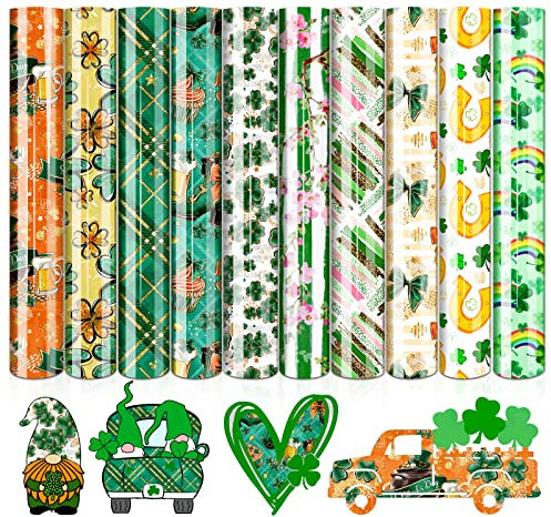 Tintnut ST. Patricks HTV Heat Transfer Vinyl - 10 Sheets 12x10 Green HTV Heat Transfer Vinyl Clove HTV Iron On Vinyl for T-Shirts
