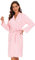 vislivin Leichter Bademantel Damen Frottee Bademantel Sauna Morgenmantel Knielanger Saunamantel Bathrobe Damen Rosa S