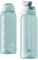 Teentumn 850 ml Wasserflasche mit Trinkzeiten und Strohhalm, große, langlebige Fitness-Plastikflasche für Fitness, Outdoor-Enthusiasten, auslaufsicher (1 Stück)