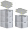 PROREGAL SparSet 5x Eurobox NextGen Grip mit Auflagedeckel & 4 gelben Schiebeschnappverschlüssen, HxBxT 32x40x60cm, 65 L, Grau, Griffe offen, Eurobehälter, Transportbox
