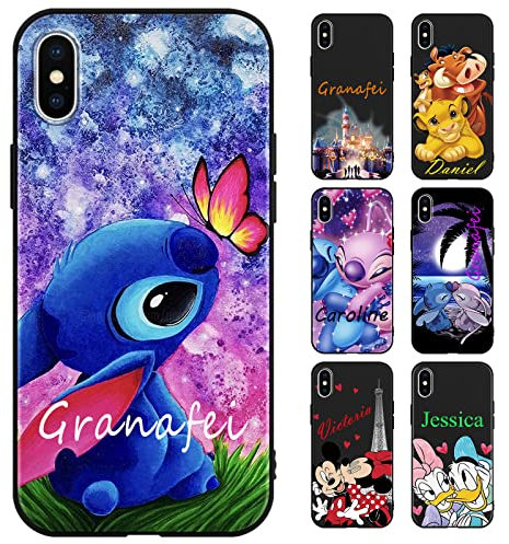 Personalisierte Handyhülle für iPhone X XS Hülle 5,8,Anime Stitch Motiv Personalisiert Benutzerdefinierte Name Text Individuelle Case Weiche TPU Kratzfest Stoßfest Silikon Custom Schutzhülle