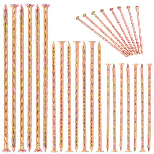Rustark 40Pcs Artificial Turf Stakes Galvanized Metal Spiral Landscape Spikes Set, 6 Landscape Anchor Spikes Edging Garden Nails for Lawn Fabric, Fake Landscaping Grass, Artificial Turf