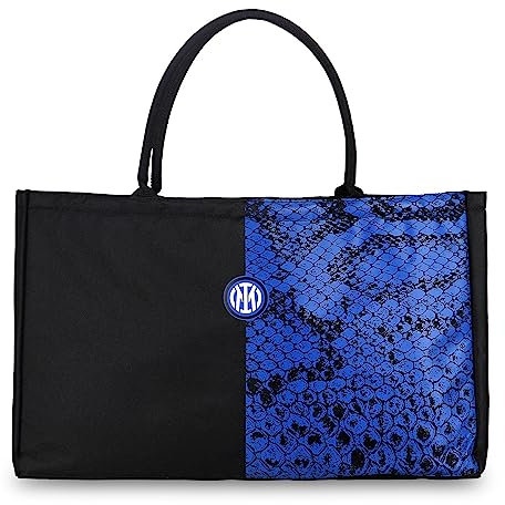 Inter - Borsa Da Spiaggia in Tela con pattern Biscione 55x34 cm, Borsa Estiva in Tela, Borsa Da da Viaggio, per Tutti i Tifosi Interisti - Prodotto Ufficiale Inter