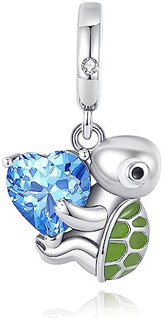 Amuefer Turtles Dangle Charms für Armbänder 925 Sterling Silber niedlichen Anhänger für Halsketten, Aqua Blau Türkis CZ Schmuck Geschenke für Frauen Mädchen Enkelin