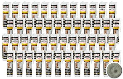 Isolbau Zement-Fix 48 x 300 ml Zementgrau Express Reperaturmörtel - Dichtungsmasse für Fugen & Risse im Innen- & Außenbereich, Kartusche