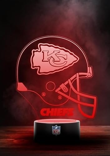 Kansas City Chiefs NFL LED Lampe Licht Logo Helm, Wechselmodus mit 6 unterschiedlichen Farben