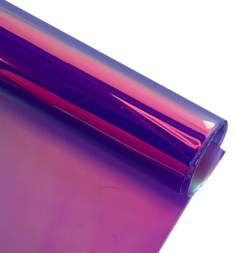 XHT 30 x 135cm Holographische Frosted Kunstleder Roll Transparent TPU Vinyl Wasserdicht für Bogen Handtasche DIY Crafting (Lila)