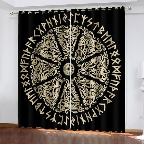 WIKINGER Vorhang mit ösen 2er Set B 140 X H 160 cm 3D Gardinen Blickdicht Kälteschutz Schallschutz Verdunkelung Wärmeisolierende Vorhänge für Wohnzimmer Schlafzimmer