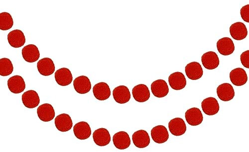 QUARKZMAN 2Stk Filz Kugel Girlande Rot Pom Pom Girlanden 8.2Ft 24 Kugeln