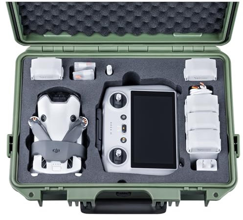 Lykus Titan MM410 Wasserdicht Tasche/Koffer/Case (Grün) für DJI Mini 4 Pro/Mini 3/Pro und DJI RC 2/RC/RC-N2/N1, Unterstützung 7 Akkus und RC Gurt [NUR Koffer]