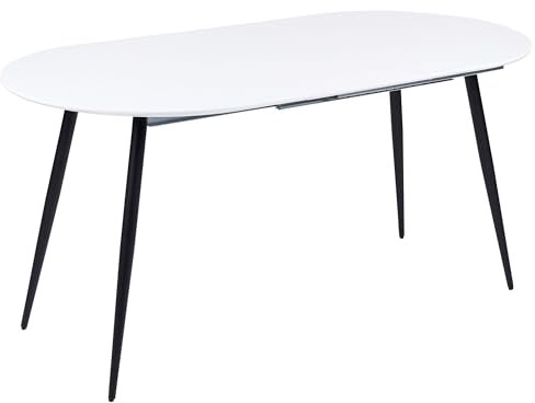 Beliani Esstisch weiß/schwarz ausziehbar 120/160x80cm für 6 Personen glänzend Staverton