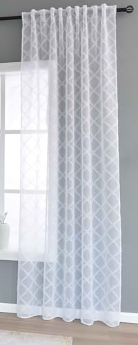 Gardine HxB 245x145 cm Natur Diamond »Valencia« Multiband Aufhängung Scherli Transparent Leinen-Optik, 2023430