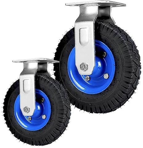 WORDFUN Reifen Ersatz Für Schubkarre, Luftreifen Gummiräder, Schwer Industrie Rollen, Bockrolle, Lenkrollen, 2 Stück, Mit Bremse, Möbel Transportrollen, 150mm 200mm 250mm, Kugellager