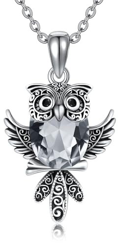 ONEFINITY Eule Kette für Damen 925 Sterling Silber Eule Anhänger Halskette Kristall Eule Schmuck Geschenke