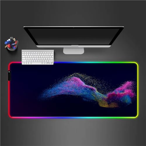 RGB Tapis de Souris Gaming Grand Tapis de Souris XXL 900x400x4mm 14 Modes d'éclairage LED Lumineuse Tapis de Souris Mouse Pad Rétroéclairage pour Gamer Clavier PC, Bleu Violet