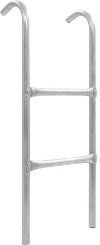 Gecheer 2-Step Trampoline Ladder, Metal Frame Trampoline Ladder Steel Silver 82.5 cm Trampoline Accessories