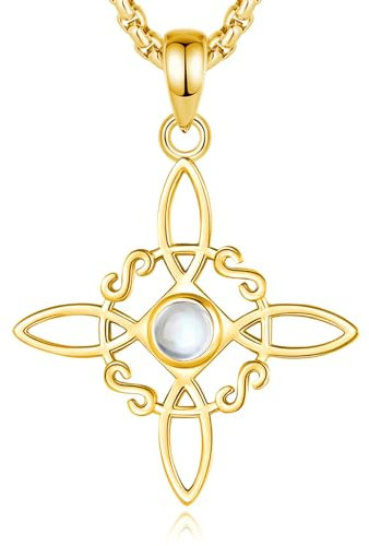 AEONSLOVE Colgante Nudo de Bruja Plata de Ley 925 para Mujer Collar de Nudo de Bruja con Piedra de Luna Amuleto de Proteccion Collar Celta Mujer Joyas Joyas Nudo Brujería Objetos