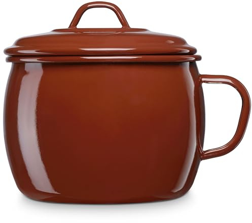briebe Puchero Kochtopf, Induktion, 12 cm, mit Deckel, emaillierter Stahl, Wasserkocher 1,3 l, glasiert, geeignet für Glaskeramik, Feuer, Gas, Backofen, Terra Vintage, Ziegelbraun