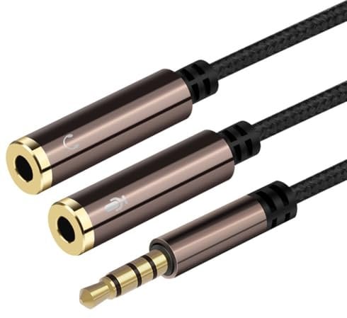 Adaptador Jack Auriculares y Micro, Divisor de Auriculares, 3,5mm Enchufe Auxiliar a Doble Jack, Cable de Extensión Adaptador Audio Estéreo y Micrófono para Portátiles, Teléfonos