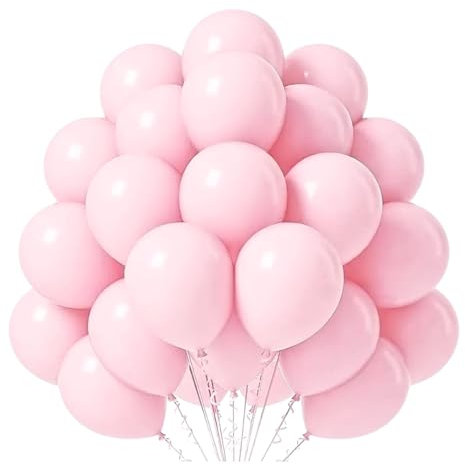 MOFOVS | 50 Palloncini Rosa Pastello 30,5 Cm Opachi 2a Generazione Lattice Naturale Biodegradabili Ecologici Gonfiabili Aria Elio Acqua Baby Shower Battesimo Compleanno Feste di Laurea Arco Macaron