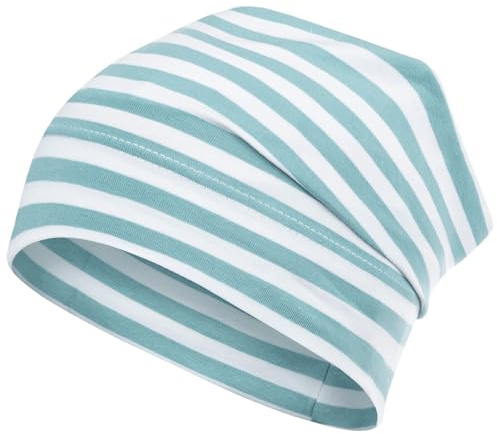 Smarilla Mütze gestreift Übergangsmütze Beanie Junge Mädchen Stoffmütze, Bekleidungsgröße: 54-56, Farbe: Mintgrün-Weiß