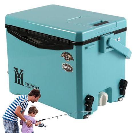 Insulated Ice Chest - Portable Freezer Hard Cooler | Hard Cooler with Wheels, Travel Cooler for Drinks, Picnics, Boats, Keeps Drinks Cold and Fresh