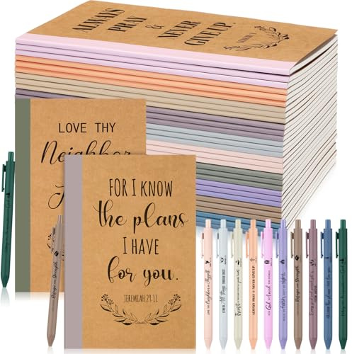 Resurhang 30 Sets christliches Oster-Notizbuch und Stift, Geschenk-Set, Großpackung A5, Komposition, Tagebuch, Bibelvers, Stift, religiös, liniert, Notizblock für Lehrer, Kirche, Krankenschwester