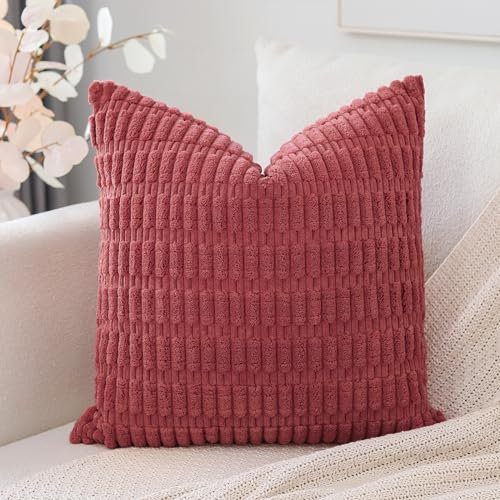 Artscope 1er Set Boho Gestreifte Kissenbezug Einfarbig Zierkissenbezug Dekokissen Sofakissen 40x40 cm Kissenhülle Weiche Couchkissen für Sofa Wohnzimmer Schlafzimmer Dekor, Marmelade