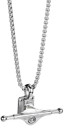 Halskette Ketten Schmuck Herren Frauen Anhänger Necklace Hip-Hop Herren Halsketten Skateboard Bracket Anhänger Für Männer Silber