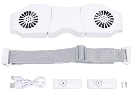 Gavigain Wearable Cooling Fan, Portable Rechargeable Waist Fan Belt, Ultra Thin, Quiet, Adjustable, Long Battery Life for Hiking, Camping, Commuting (White)