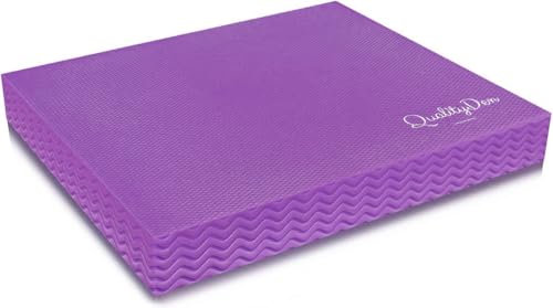 Quality Den Balance Pad, Rutschfester Weichschaum, Balancekissen für Stabilität und Koordination - Hilft, die Tiefenmuskulatur zu Stärken - Inklusive e-Übungshandbuch (Lila, 40x34x5 cm)