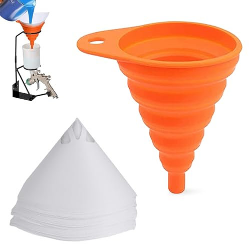 160 Pcs Paper Paint Filters, Paint Strainer Filters Strainers For Funnel with Filter Flexible Wide Mouth Nylon Mesh Strainers 100 Micron Silicone Funnel Filters for Automotive Arts Crafts