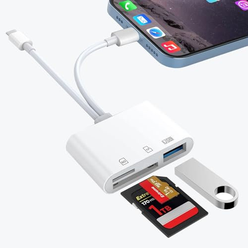 Lector de Tarjetas SD para i-Phone/i-Pad, 3 en 2 Adaptador Tarjeta SD USB C a SD/TF/USB, Lector Tarjetas Compatible con para i-Phone15/MacBook/Samsung
