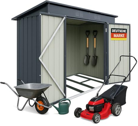 Albatros Profi Gerätehaus L – verzinktes Metall in Anthrazit (RAL 7016) | 190x122x173cm, 3,9m³ | Inkl. Schloss & Werkzeughaken | wetterfester Geräteschuppen, Gartenschrank, Gartenhaus