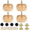Sesaver 4 Pcs Wooden Furniture Legs, 8 x 5cm Wood Round Solid Furniture Feet with 4 Screws, DIY Furniture Bun Feet Chair Table Feet Replacement Set for Sofa, Cabinet, Bed, Coffee Table