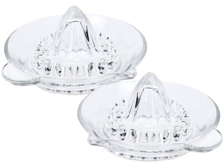 manuelle Glas Zitruspresse - Zitronen-Presse mit Ausgießer - ideal zum schnellen Entsaften von Zitrusfrüchten, wie Zitronen, Orangen, spülmaschinenfest (2x Zitruspresse (Bundle Vorteilspreis))