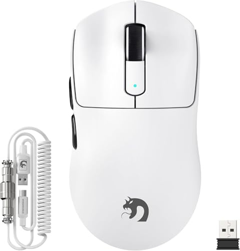 MAMBASNAKE Souris de jeu sans fil M3 avec capteur PixArt PAW3395 PRO léger 39 g, 40 K DPI, trois modes - 2,4 G/Bluetooth/filaire, micro interrupteur de 100 m, câble spiralé, programmable pour Windows