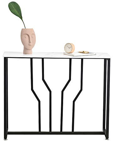 JYBNBBE Console décorative en marbre, Table d'appoint Murale en Fer forgé, Table d'entrée de Salon, Or/Noir, 76 x 28 x 81 cm,D