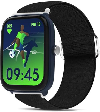 Blueshaweu 20mm Armband Kompatibel Für Ice-Watch ICE Smart Junior 2.0, Einstellbar Stoff Armbänder, Weich und Dehnbar Elastizität Ersatzband Für ICE Smart Junior 2.0, 3.0, 3.0 FM (schwarz)