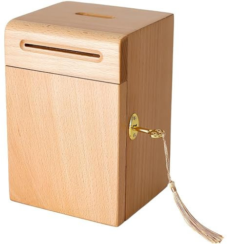 Ymxygz Sparschwein Aus Holz Für Kinder Und Erwachsene, Spardose Aus Buche Münzschlitz, Unfertige Truhe Für Ersparnisse, Wohltätige Zwecke