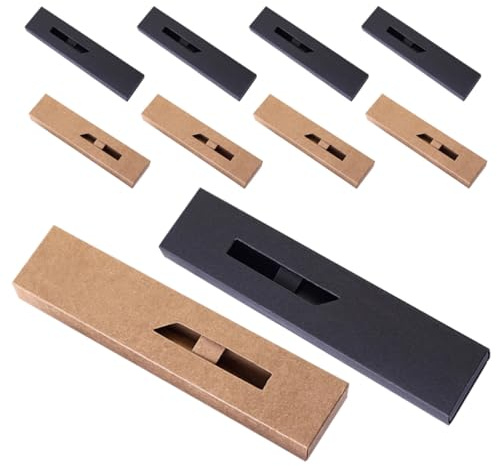 KONTONTY 20stücke Papier Stiftebox mit Sichtfenster und Ziehschublade Leichte Geschenkverpackung für Geburtstag Elegante Aufbewahrung für Stifte und Bleistifte