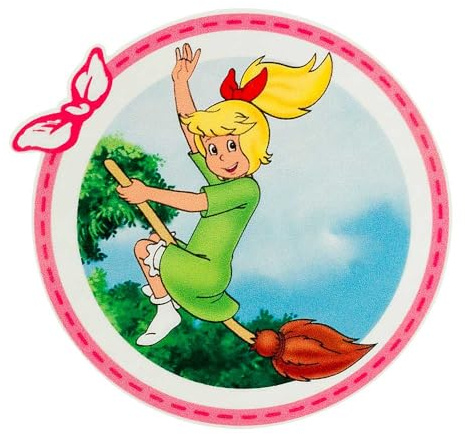 Mono-Quick 1437x Bibi Blocksberg© Applikation, Bügelbild, Patch, Rund mit Schleife, Kartoffelbrei, Einhorn (14375 - Bibi Schleife Rosa)