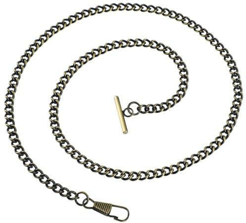 SOLUSTRE Metallene Taschenuhrkette für Taschenuhr Bronze mit T Bar Endstück Vintage Design und Präziser Verarbeitung als Uhrenhalter für Formelle Kleidung