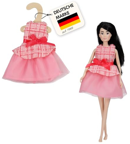 Heless Time2Shine 8514 - Bouclé Minikleid Gala in Rosa, mit Tüllrock und Pinker Schleife, für Modepuppen der Größe 29 cm