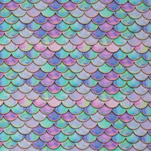 Baumwollstoff Meterware Swafing Mermaid, 147cm breit & 130g/m², Fischschuppen-Muster Pastell Mint Flieder Blau Gold, Öko-Tex Webware Kinderstoff zum Nähen