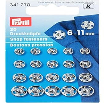 Prym 341270 Annäh-Druckknöpfe MS 6-11 mm silberfarbig, silber