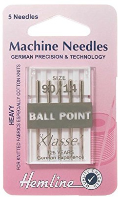 Hemline Sewing Machine Needles Size 90/14 Ball Point H101.90