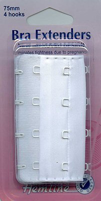 Hemline Bra Back Extender - White, 4 Hook