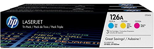 HP 126A Tri-pack - 3-pack - yellow, cyan, magenta - original - LaserJet - toner cartridge ( CF341A )